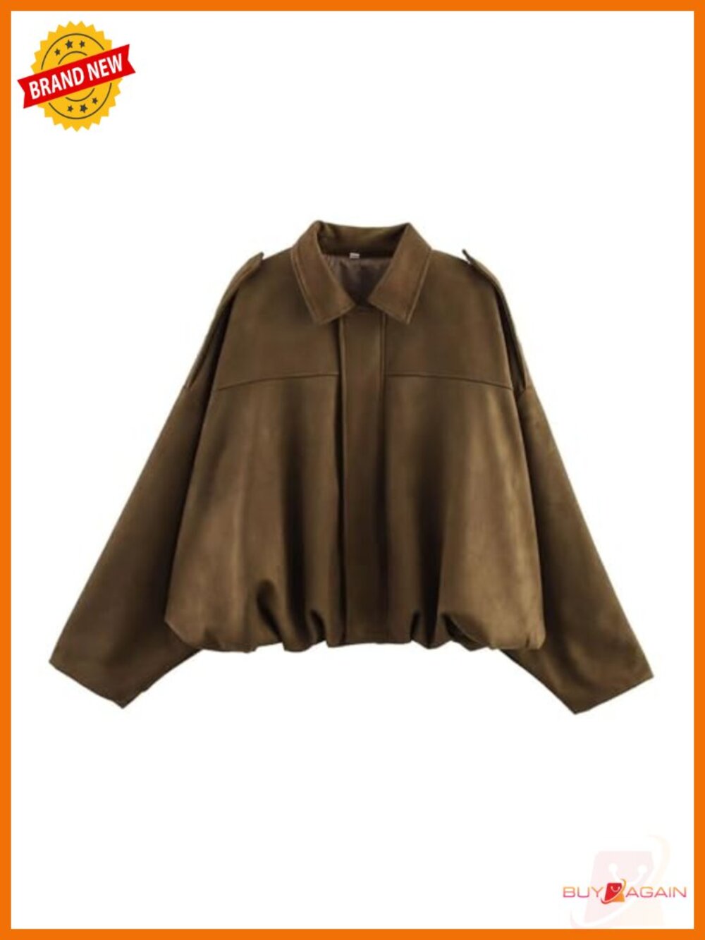 Faux Suede Bomber Jacket Crop Zip Up Relaxed Fit Streetwear Outerwear